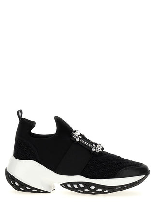 Black Polyester Athletic Sneakers