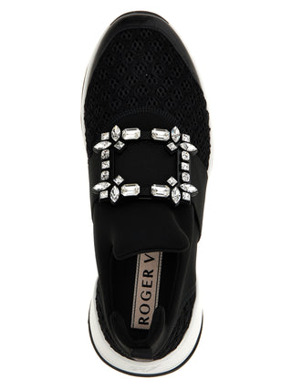 Black Polyester Athletic Sneakers