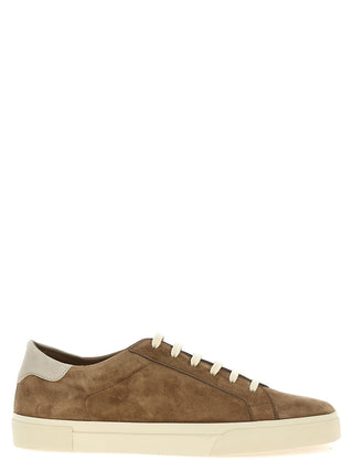 Beige Calfskin Low Top Sneakers