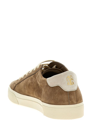 Beige Calfskin Low Top Sneakers