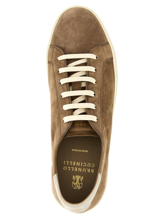 Beige Calfskin Low Top Sneakers