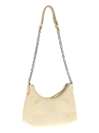 Bolso de hombro de piel de cordero blanco