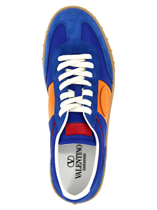 Zapatillas bajas de piel bovina azul