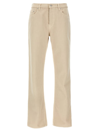 Beige Cotton Casual Pants