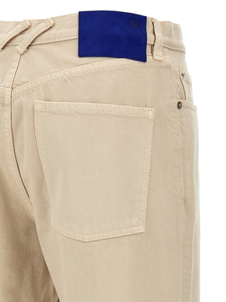 Beige Cotton Casual Pants