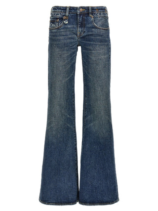 Blue Cotton Flared Jeans