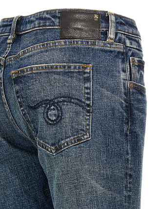 Blue Cotton Flared Jeans