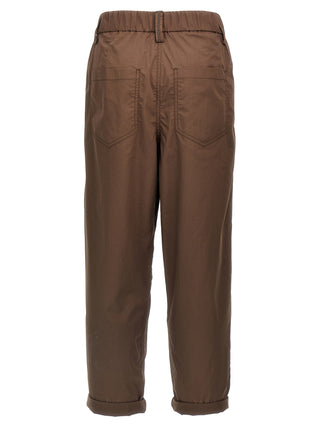 Brown Cotton Casual Pants