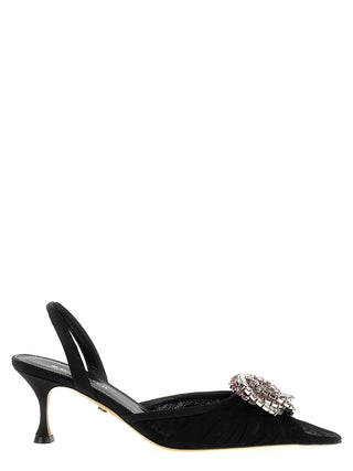 Black Polyamide Mid Heel Pumps