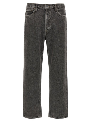Jeans de algodón gris de pierna recta  
