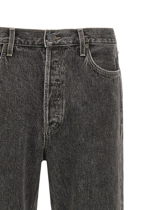 Gray Cotton Straight-Leg Jeans