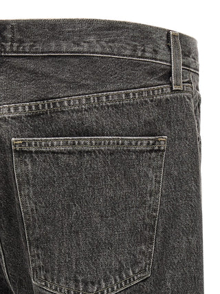 Gray Cotton Straight-Leg Jeans