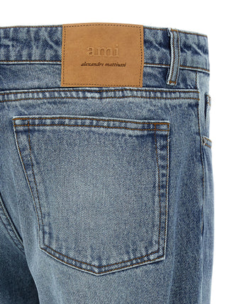 Blue Cotton Straight-Leg Jeans