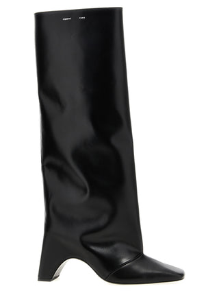 Botas por encima de la rodilla de piel de vaca negra