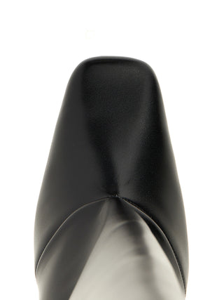 Botas por encima de la rodilla de piel de vaca negra