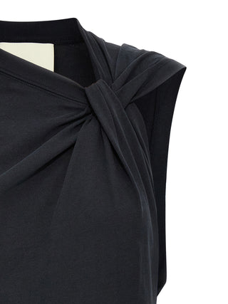 Black Cotton Sleeveles T-Shirt
