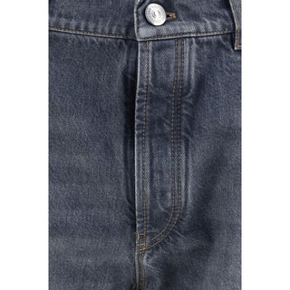 Gray Cotton Straight-Leg Jeans