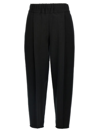 Black Cotton Casual Pants