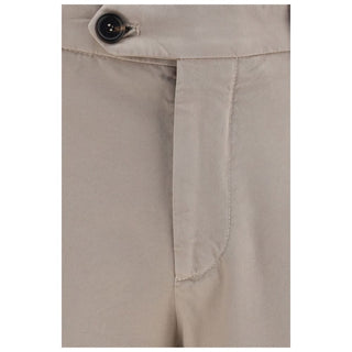 Beige Cotton Casual Pants
