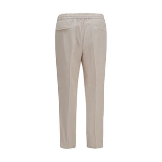 Beige Cotton Casual Pants