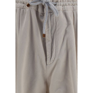 Beige Cotton Casual Pants