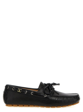 Mocasines sin cordones de cuero de búfalo negro