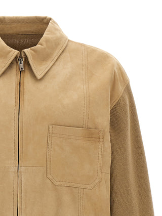 Beige Cowhide Leather Jacket