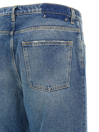 Jeans de pierna recta de algodón azul