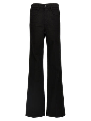 Black Cotton Flared Jeans