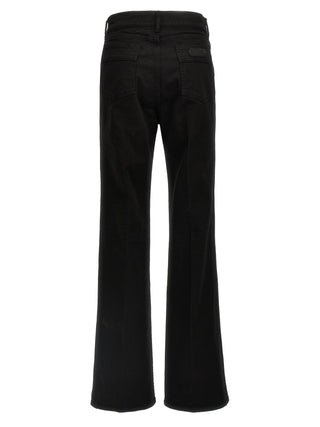 Black Cotton Flared Jeans