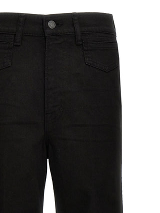 Black Cotton Flared Jeans
