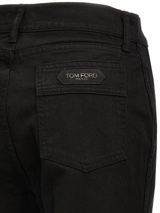 Black Cotton Flared Jeans