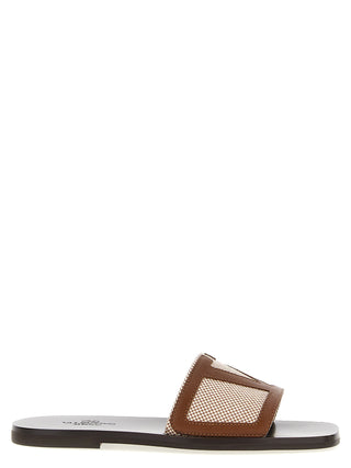 Brown Cotton Slides