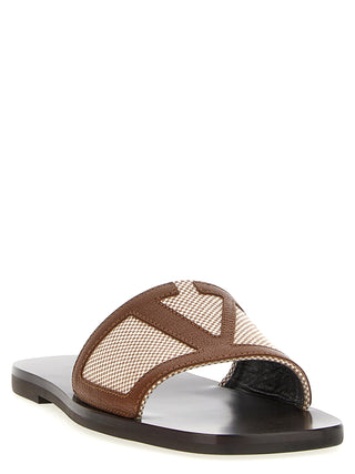 Brown Cotton Slides