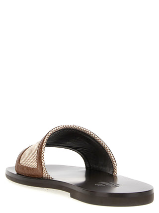 Brown Cotton Slides