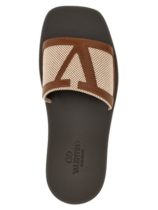 Brown Cotton Slides