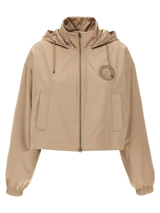 Brown Polyester Shell Jacket