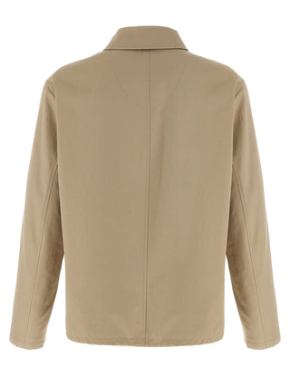 Beige Cotton Full-Length Jacket