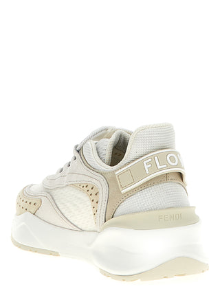 White Polyester Athletic Sneakers