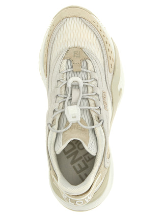 White Polyester Athletic Sneakers
