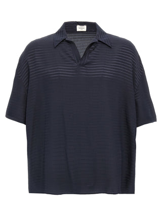 Blue Silk Polo Shirt