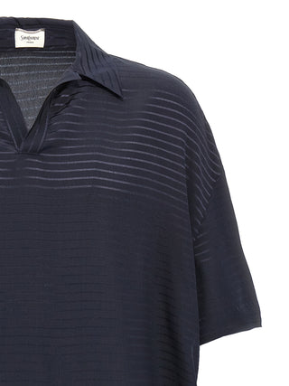 Blue Silk Polo Shirt