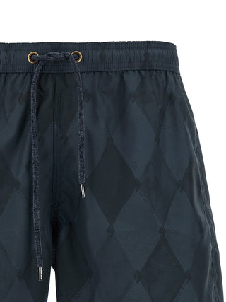 Blue Polyester Swim Shorts