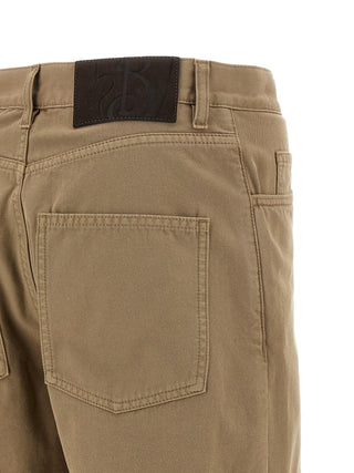 Beige Cotton Casual Pants
