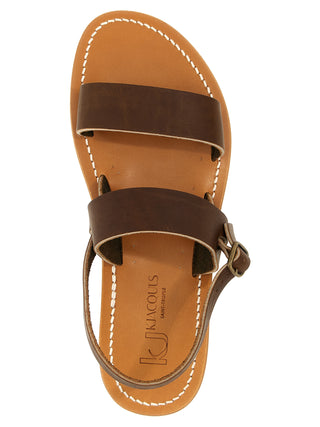 Brown Cowhide Flat Sandals