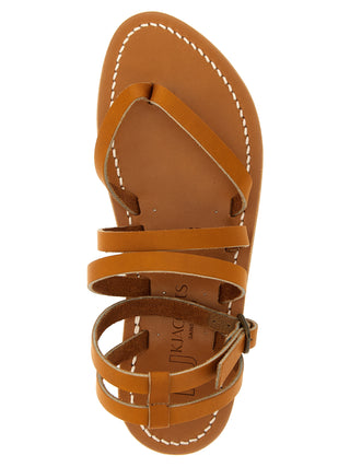 Brown Cowhide Flat Sandals