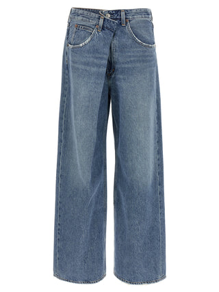Jeans de algodón azul de corte relajado  