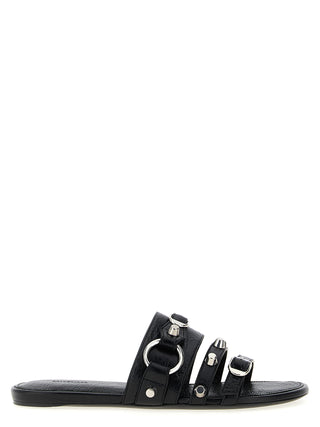 Black Lamb Leather Slides
