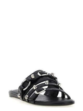 Black Lamb Leather Slides