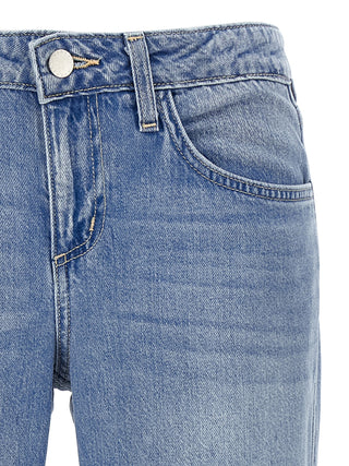 Jeans de pierna recta de algodón azul